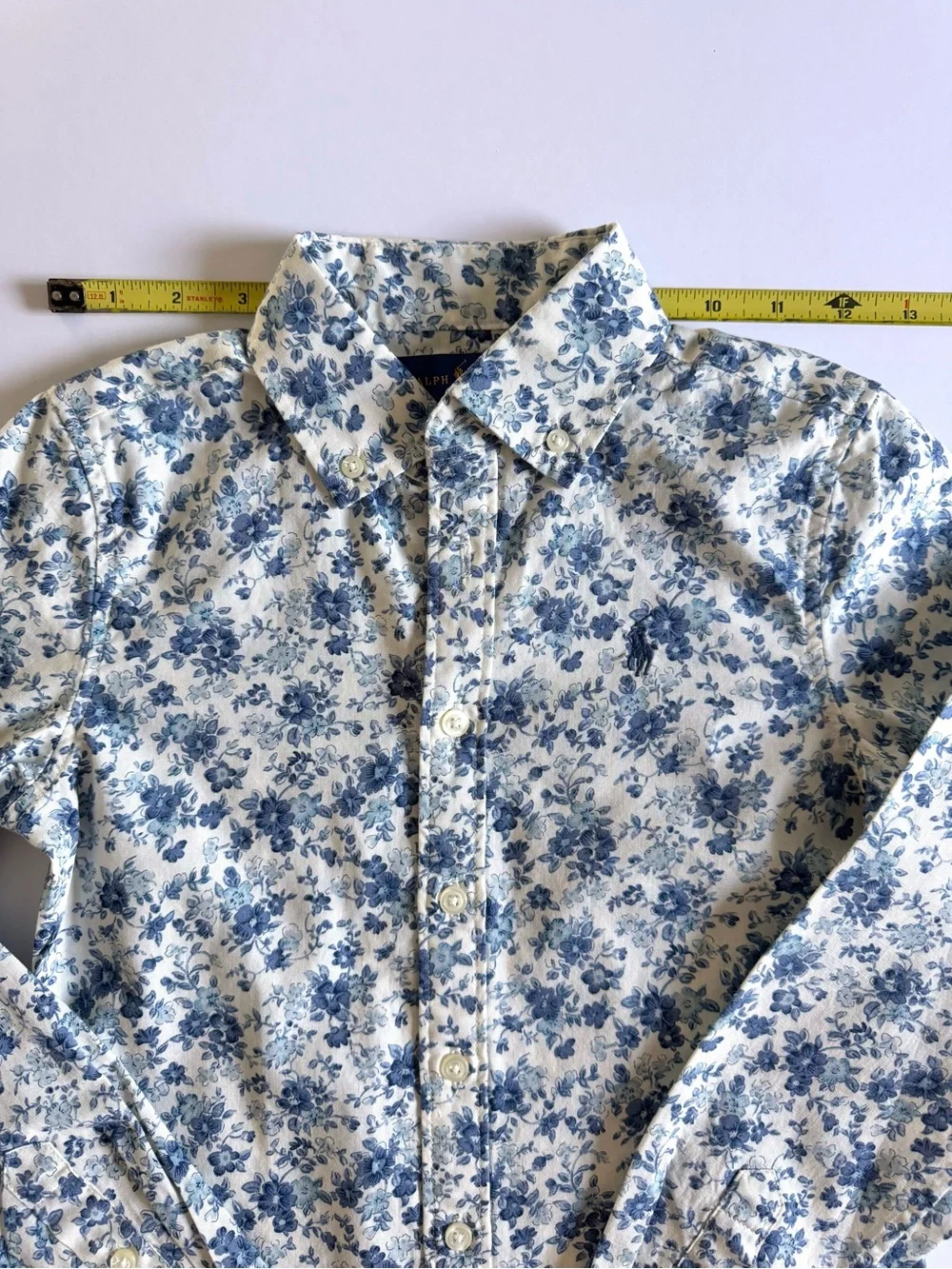Ralph Lauren Girls Button-down shirt with Blue Floral Print